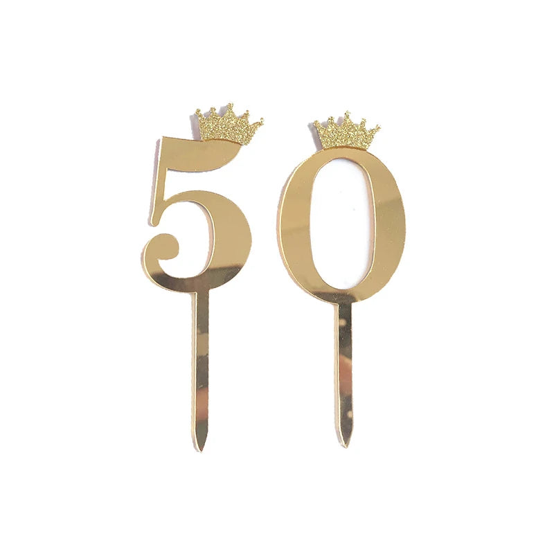 Happy Birthday Cake Topper Wedding Decorations Acrylic Cake Topper Gold Silver Numbers 10 16 18 20 30 Cake Decoration Tools
