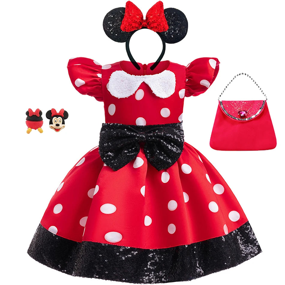 Disney Mickey Minnie Mouse Polka Dot Cosplay Baby Girls Boys Costume Kids Masquerade Clothes Children Halloween Carnival Dress
