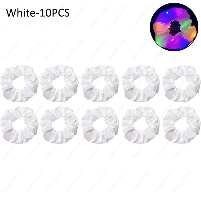 LED Luminous Scrunchies Hairband Glowing Elastic Hair Tie Rope for Women Girls Glow in the Dark Party Hair Accessory