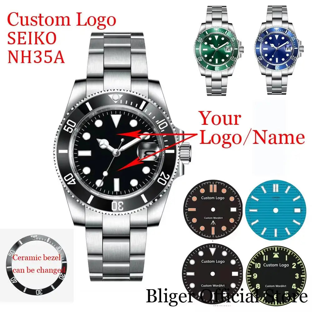 Tandorio custom  40mm luxury Sapphire Glass NH34A Automatic Men Mechanical Watch Date 20ATM Diver Roating Bezel Luminous