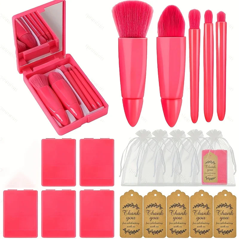 A 15-piece wedding travel makeup brush set, including makeup brushes in a makeup box, thank-you cards, transparent hard gauze ba