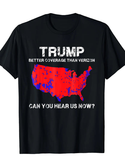 Men's Casual Cotton T-Shirt with Political Message, Round Neck, Non-Stretch Fabric - Machine Washable