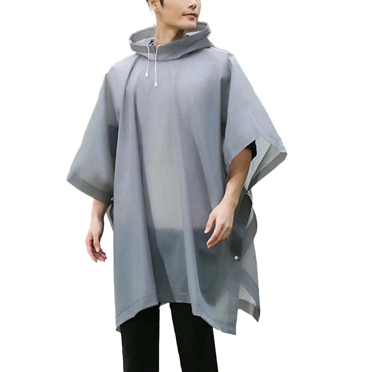 Reusable Rain Ponchos with Drawstring Hood for Adults Waterproof Thicken Rain Coat Outdoor Hiking Raincoat Travel Bicycle Poncho