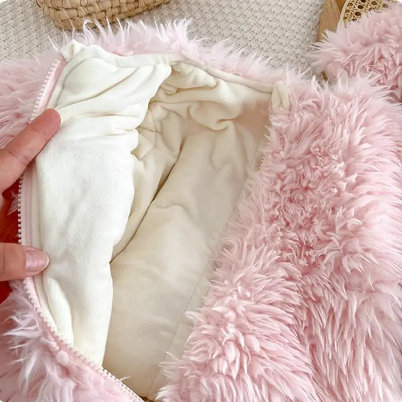 Cekcya Winter Warm Baby Cartoon Rabbit Hooded Romper Infant Girls Thick Coat Jumpsuit Newborn Clothes Soft Pajama Overalls