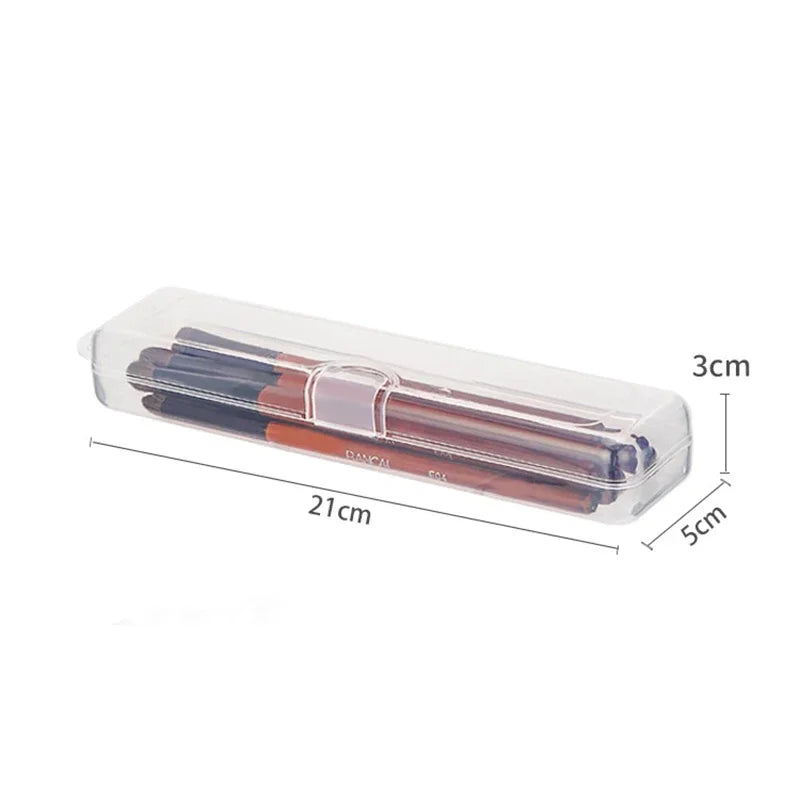 Plastic Storage Container Pencil Case Pen Stationery Storage Box Makeup Brush Desktop Organizer Jewelry Container 1pcs