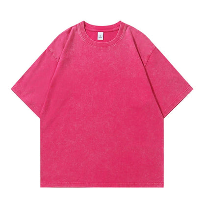 Men's Summer T-shirt 230G Heavy Cotton Vintage Washed T-Shirts Oversized Short Sleeve Loose Streetwear Short Sleeve Tops Tee