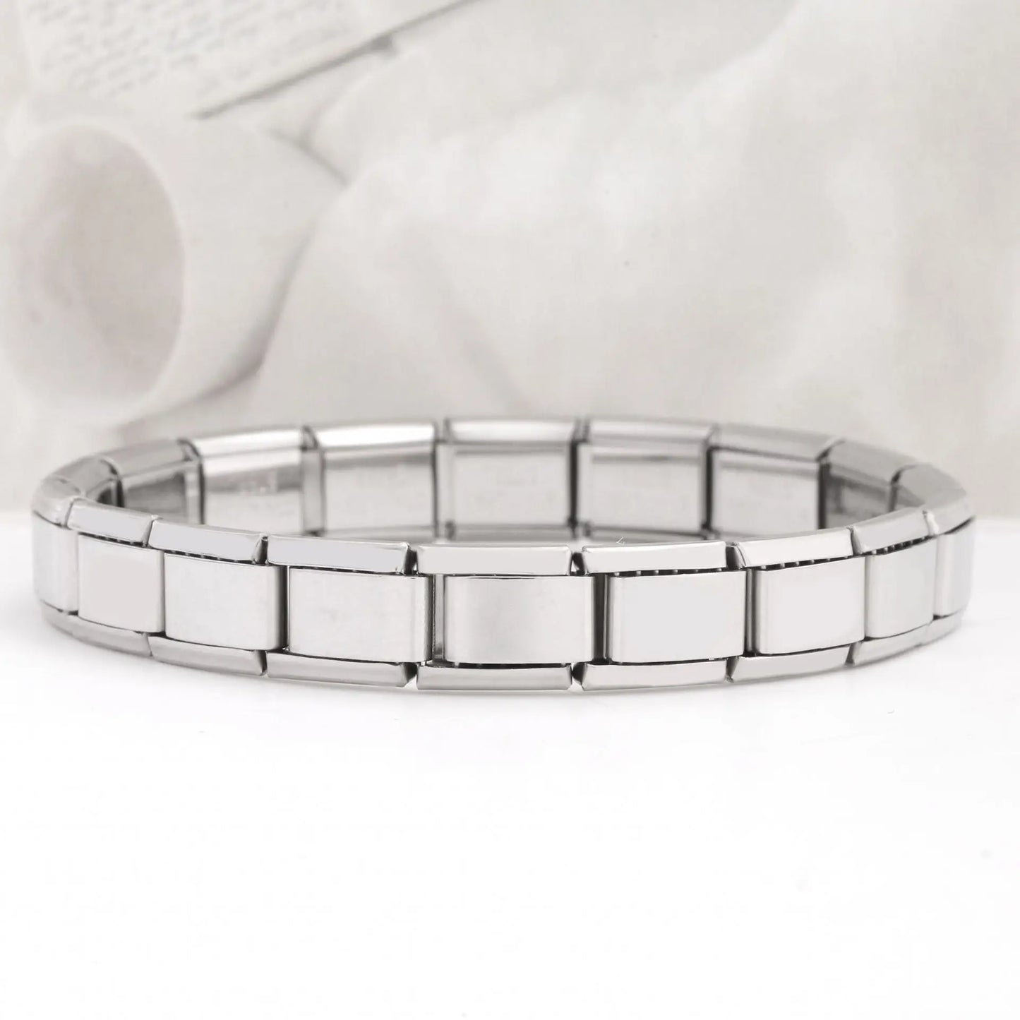 Yupsk Trendy Square Italy Stainless Steel Bracelets For Women Men HipHop Metal  Modules Stretchable Gift Birthday Party Jewelry