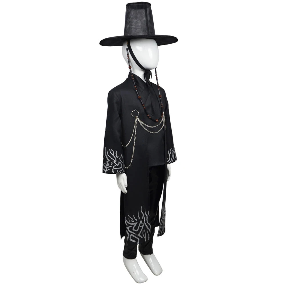 Kids Jinu Cosplay Costume Saja Boys Demon TV Hunters Roleplay Children Coat Pants Hat Outfits Halloween Carnival Party Suit