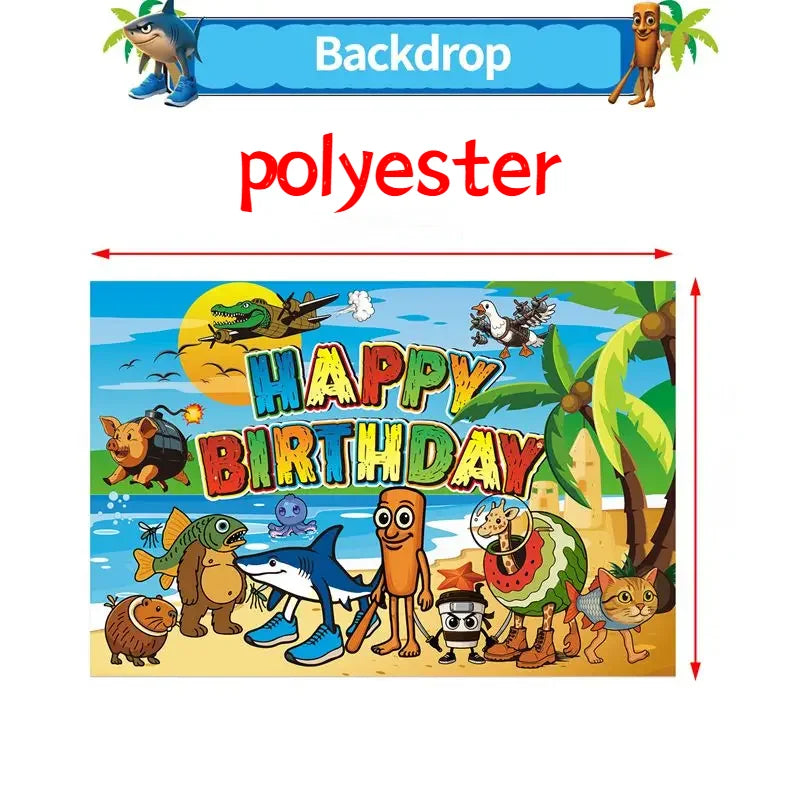 Tung Tung Sahur Birthday Party Decoration Tralalelo Tralala Banner Balloon Italian Brainrot Backdrop for Kids Baby Shower Supply