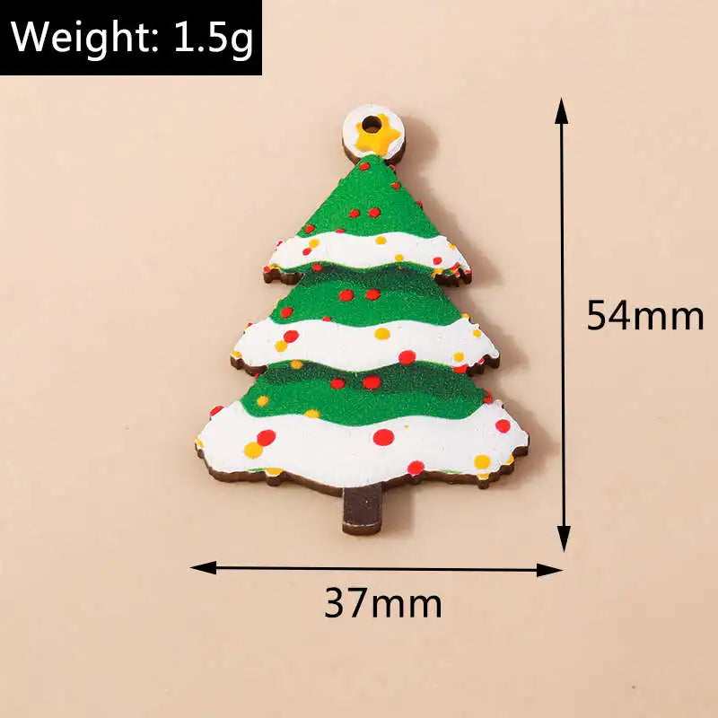 Leslie 10pcs Fashion Christmas Charms Cute Christmas Tree Deer Bell Snowman Pendant for Earring Necklace Making Accessories