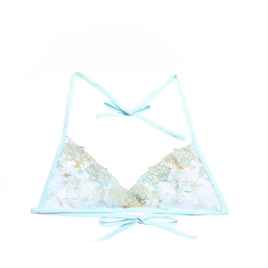 Transparent Ultra-thin Hollow Straps Open Back Bandage Sexy Lingerie Underwear Embroidered Women's Bras