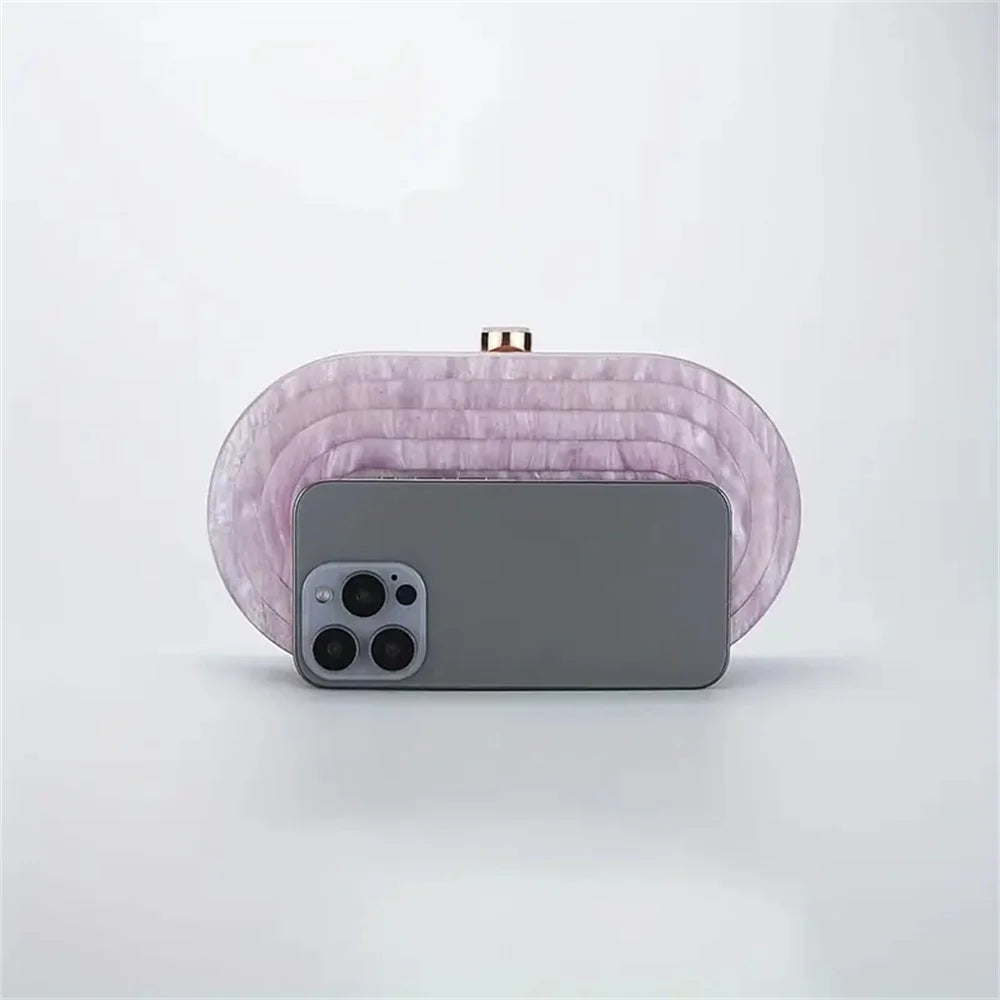 High Quality For Wedding Party Acrylic Box Evening Clutch Bags Women New Luxury Bride Rounded Rectangle Purses And Handbags