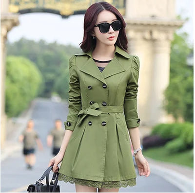 Fashionable Polo Collar Trench Coat for Women 30 40 50 Years Old Mothers Spring Autumn Mid Length Youthful Jacket