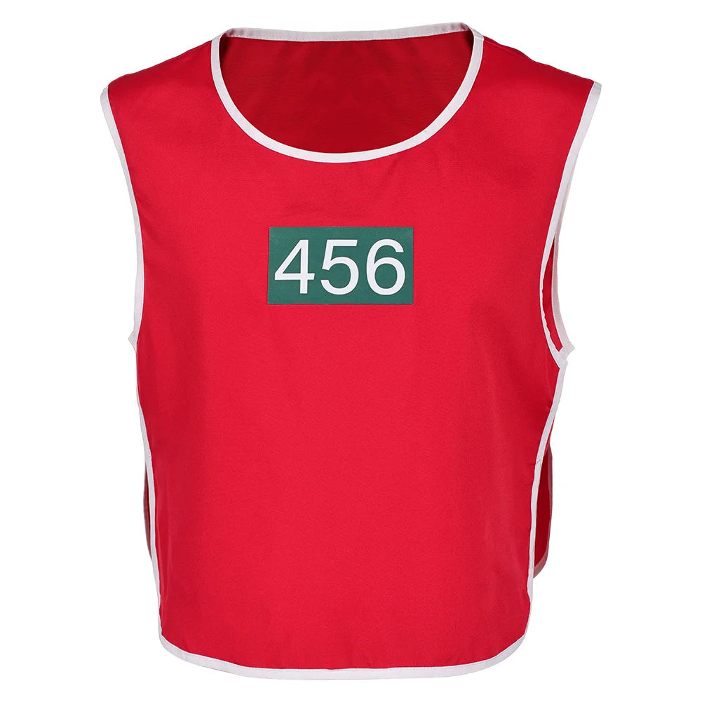 2025 TV Game Of Teuthida Cosplay No 456 Red Vest Halloween Carnival Costume Party Suits Outfit Roleplay Clothing For Men Male