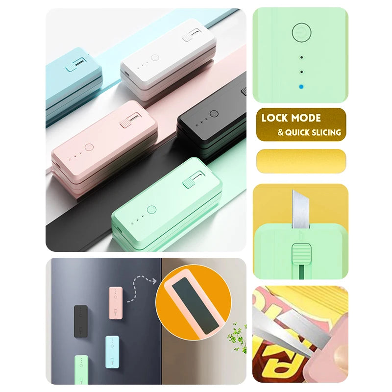 1300mAh Rechargeable Mini Bag Sealer and Cutter, 3 Variable Heat Modes, Widened Thermal Strip