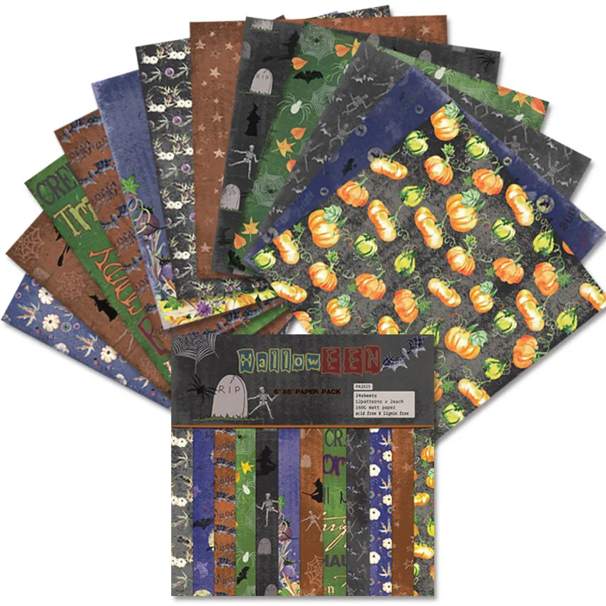 12/24 Vintage Scrapbooking Papers 6 inch Christmas Winter Design Pattern Paper for DIY Album Scrapbook Junk Journal Supplies