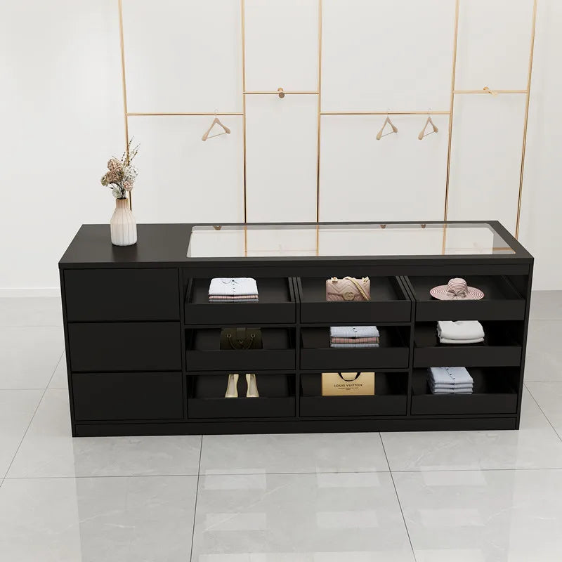 Modern Creative Clothing Store Island Cabinet Multi Layer Storage Display Cashier Counter Glass Ornament Office Furniture FYMS