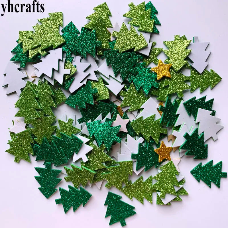 100PCS glitter snowflake christmas tree foam stickers Xmas handwork Kids diy toys Early learning educational toys OEM