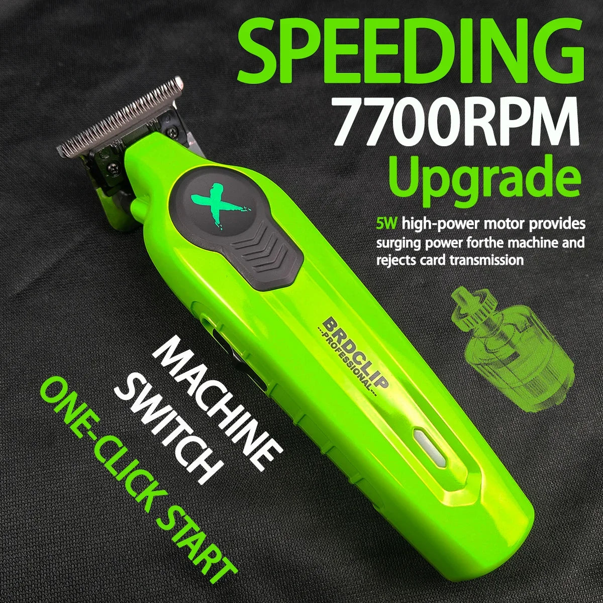 Professional Barber Set BRDCLIP FA1T 2PCS SET Green 7700RPM 8200RPM High Power Speeding Hair Trimmer Machine with Charge FOR MEN