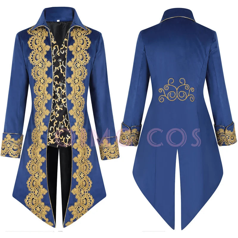 Halloween Men's Medieval court lace tailcoat punk retro coat men's clothing