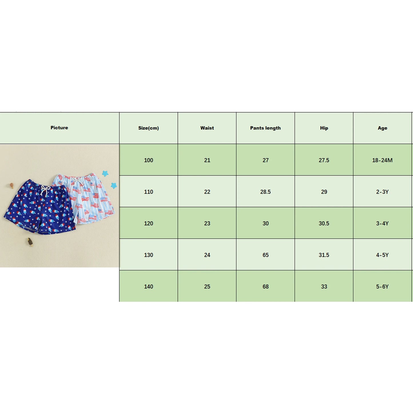 Toddler Boy Patriotic Beach Shorts Flag Popsicle Print Casual Elastic Short Pants for Newborn Baby Cute Clothes