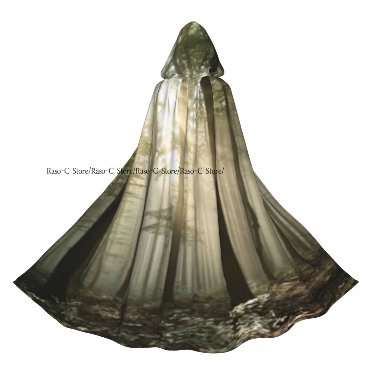 Unisex Adult Morning In The Forest Freshness Natural Environment Print Cloak with Hood Long Witch Costume Cosplay
