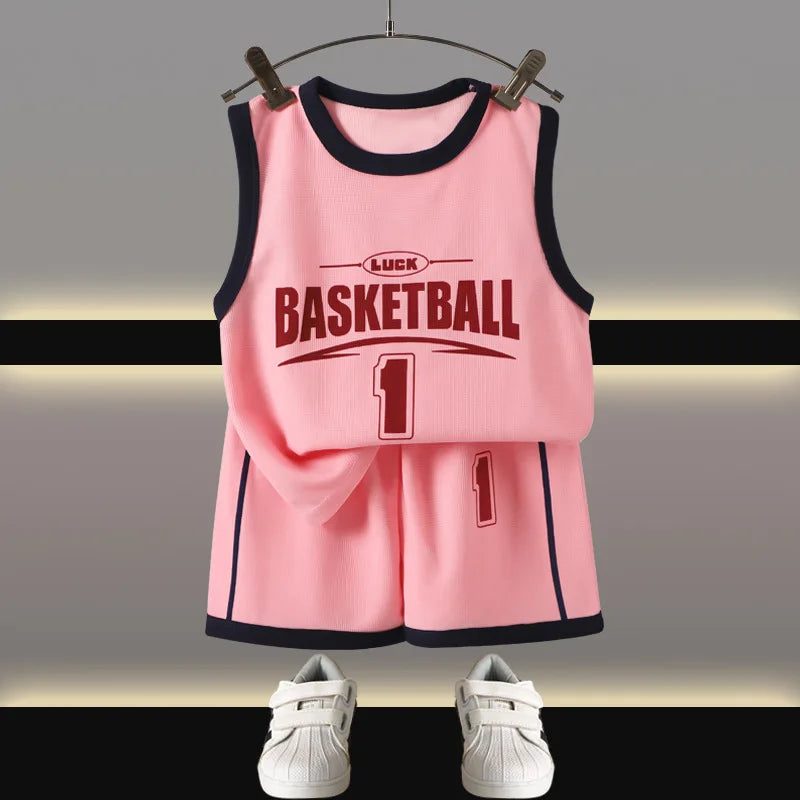 Children Sets Kids Clothes Boys Girls Vest Suit Summer Children's Clothing Baby T-shirts Shorts Tan Top Sleeveless