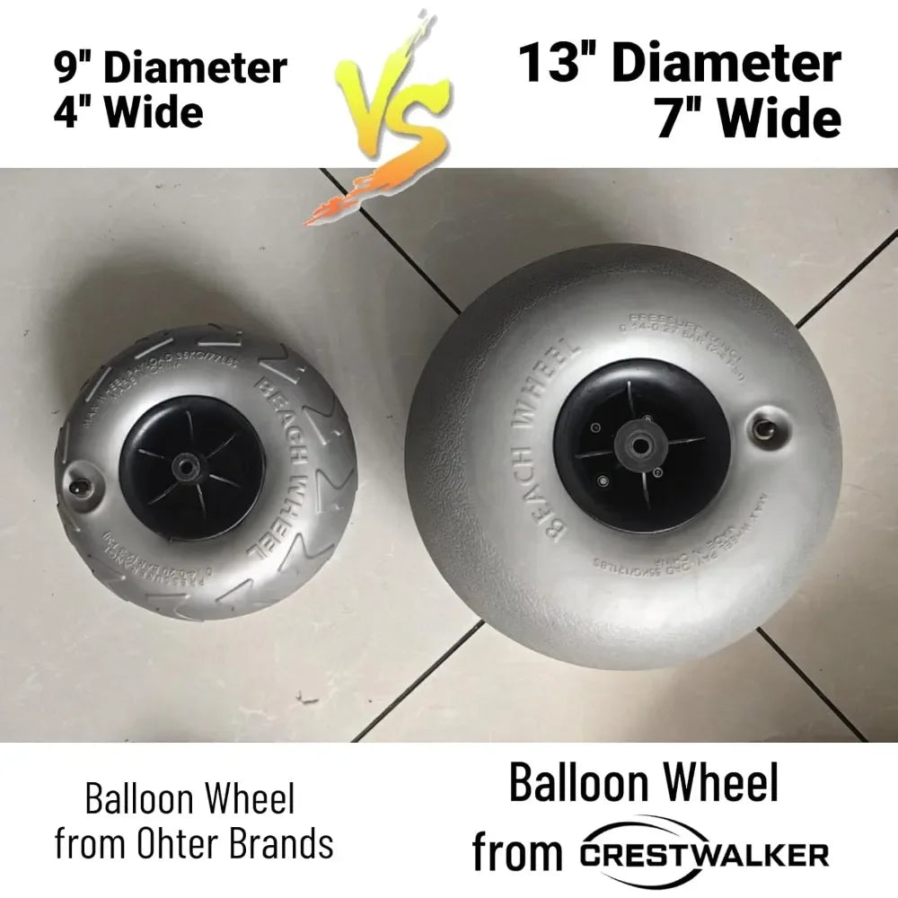 Beach Cart with 13" Balloon Wheels, Collapsible Beach Wagon with Big Wheels for Sand, Pump Included (Beach Wagon)