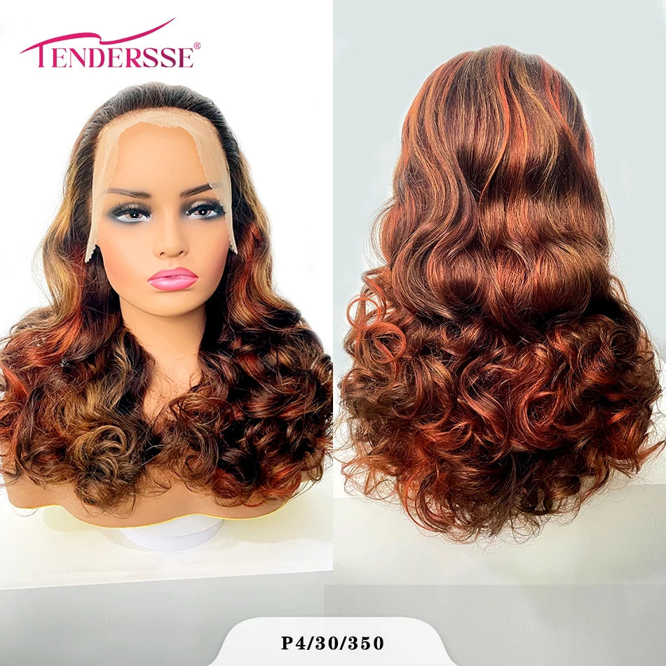 100% Raw Human Hair Bouncy Curly Lace Frontal Wigs 250 Density Ombre Bouncy Loose Wave Double Drawn Hair 13X4 HD Front Lace Wigs
