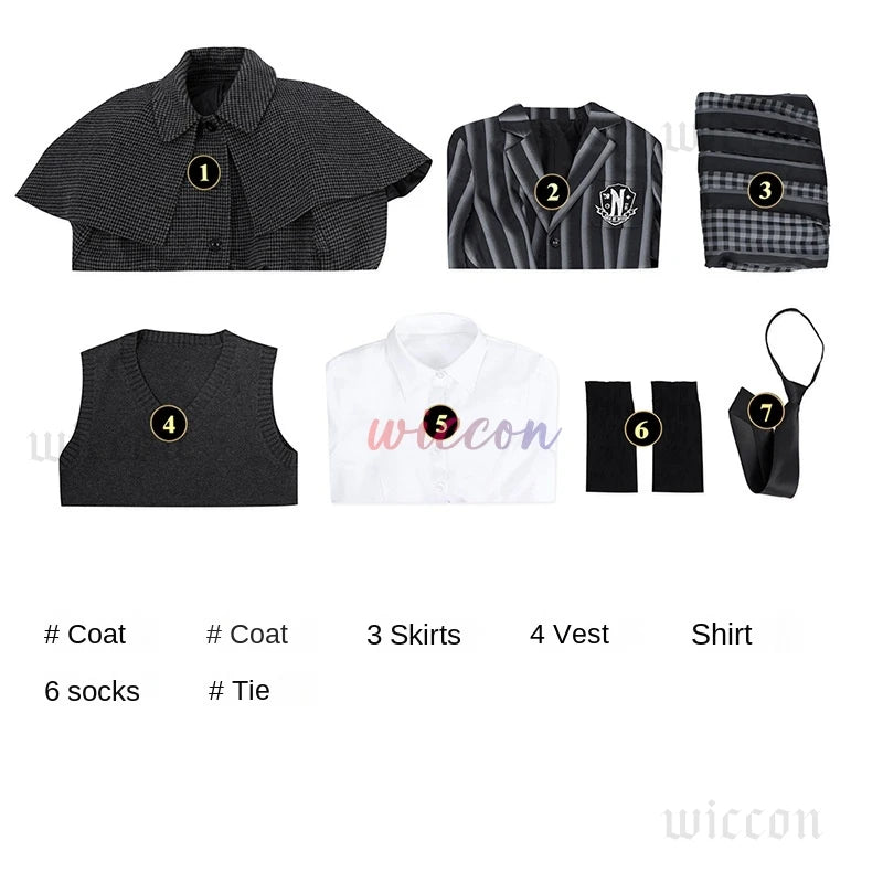 Addams Cosplay Costume Wednesday Season 2 Nevermore Academy Uniform Halloween Carnival Party Christmas PlayRole Coat Clothing