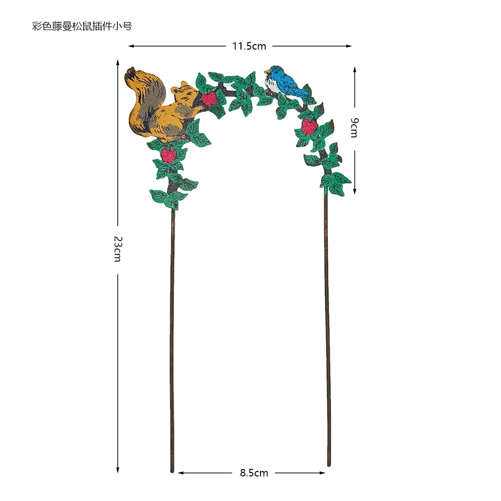 Retro Iron Animal Flower Stake Balloon Ornament Horticultural Groceries Garden Decor Rustic Balcony Plant Markers for Flowerpot