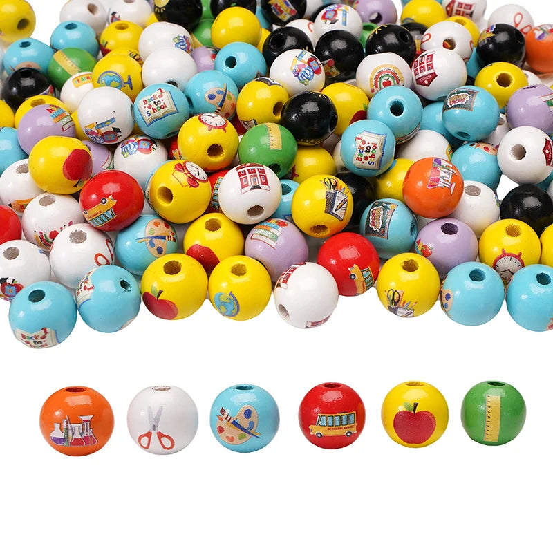 10Pcs 16/20mm Wooden Dog Paw/Christmas Pattern Round Beads Loose Spacer Beads To Make Bracelet Charms Jewelry Making Accessories