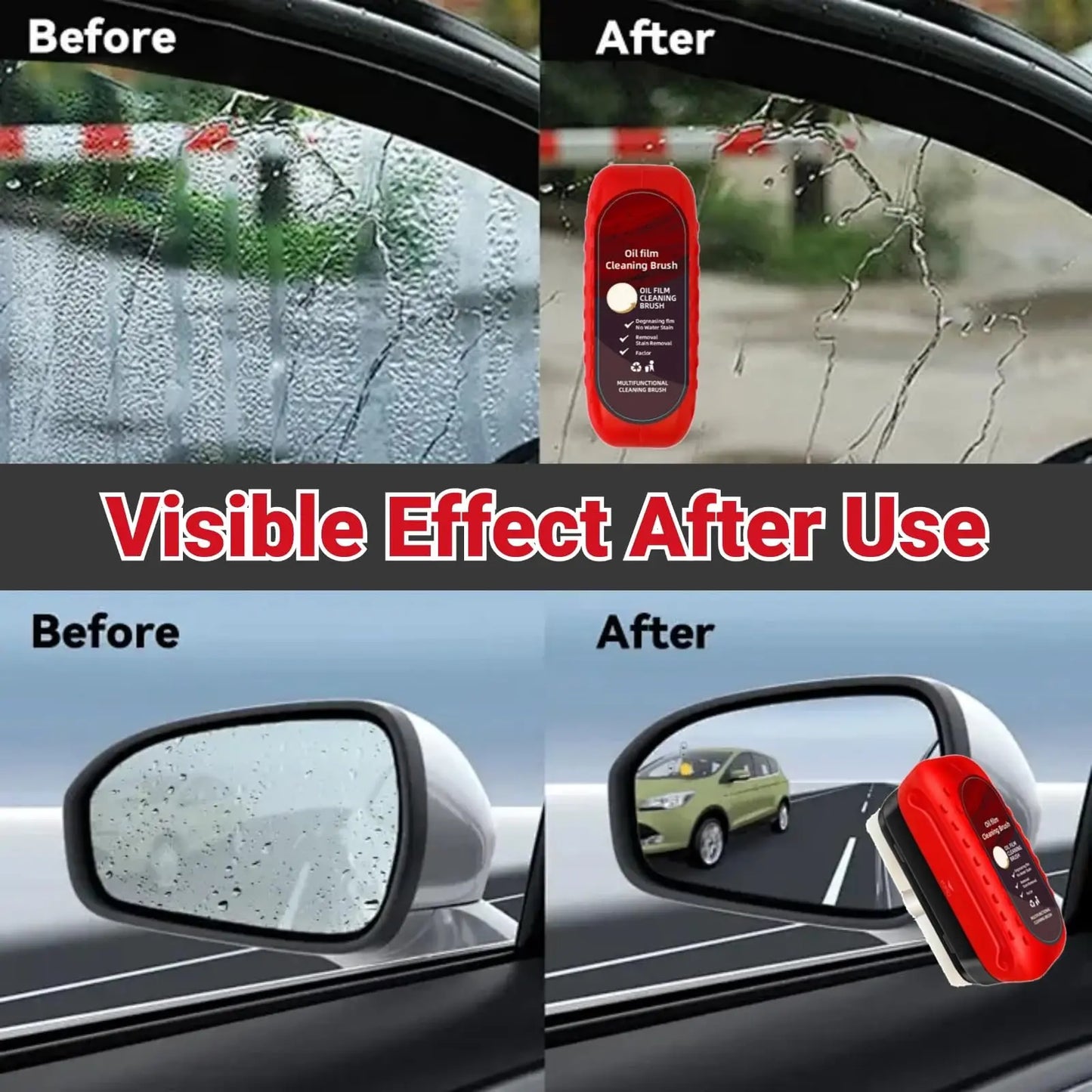 2 Pcs Automotive Oil Film Cleaning Brush, Glass Cleaning Board, 2025 New Glass Coating for Windshield, Strong Front Windshield R