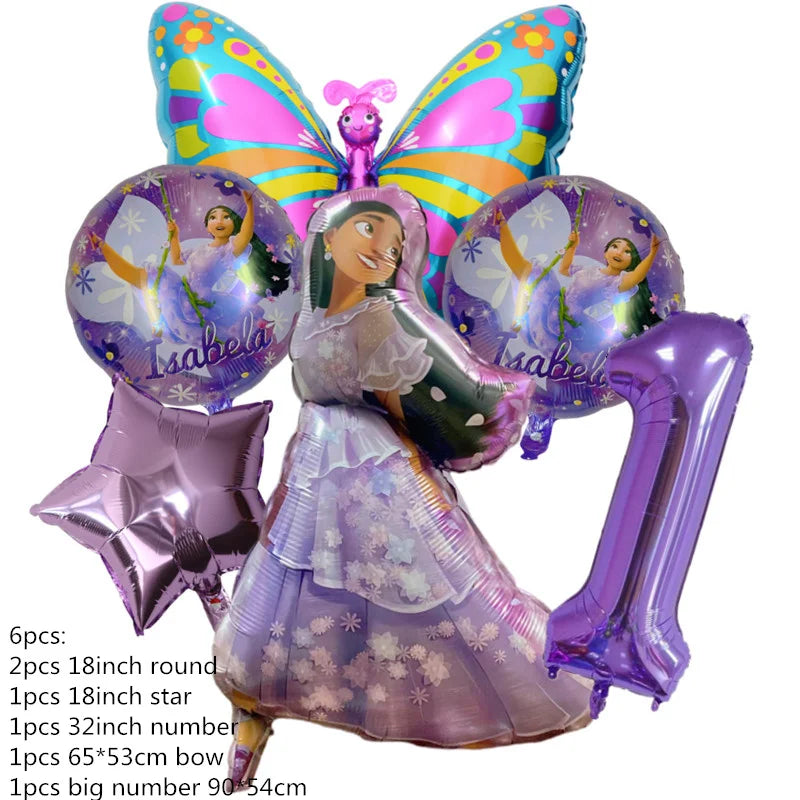 Disney Encanto Mirabel Isabella Party Balloons Set 32inch Purple Number Foil Balloons For Kids 1 2 3th Birthday Decor Air Globos