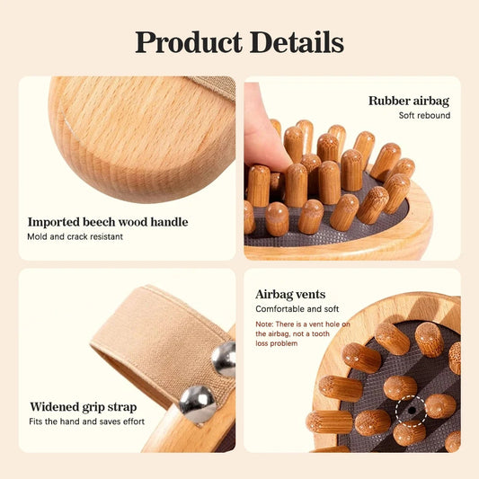 Wooden Massage Comb Body Scalp Trigger Point Massage Tool Meridians Massager Gua Sha Massager Comb for Body Relief & Hair Growth