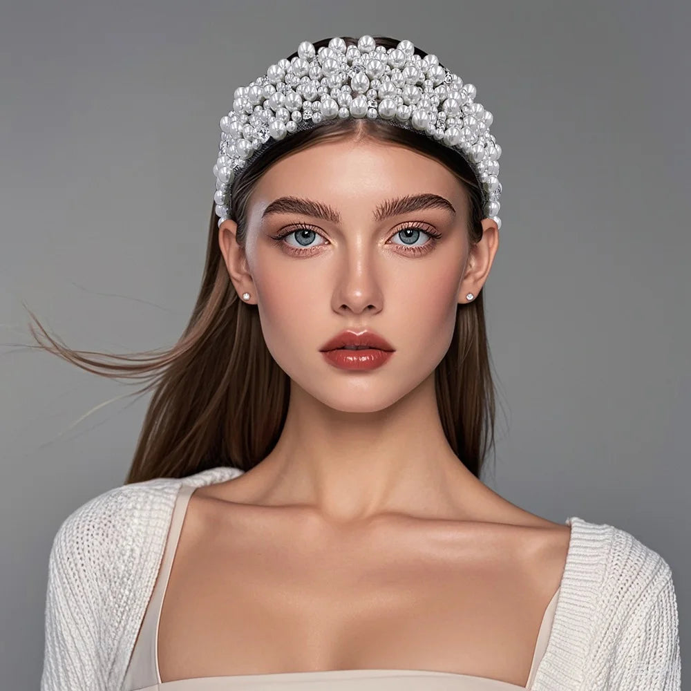 Wedding Bridal Pearl Headband Bride Hair Accessories Elegant Headpiece Women Hair Band Jewelry Party Hairwear