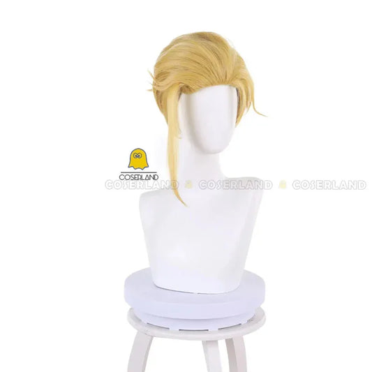 Anime Hell's Paradise Jigokuraku Yamada Asaemon Tenza Cosplay Wig Ten-chan Blonde Short Hair Red Headband Role Play Free Wig Cap