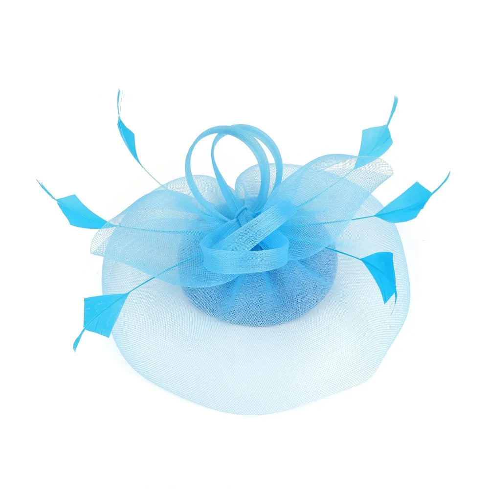Fashion Feathers Mesh Fascinator Hat Elegant Exquisite Veil Hat Headwear Hair Hoop Sweet Bride Headband Cocktail Party
