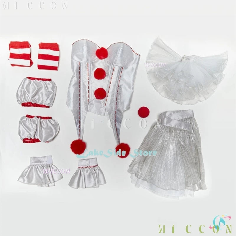 Halloween Movie Clown Pennywise Dress Cosplay Costume Wig Genderswap Horror Scary Sexy Dress Up Women Carnival Party Outfit
