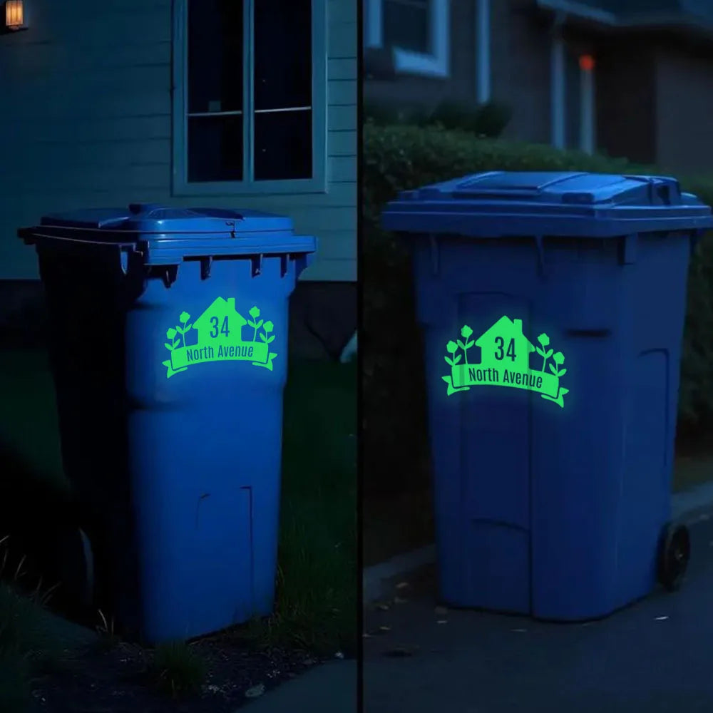 1PC New Luminous Stickers Minimalist Style Custom Reflective Rubbish Bin Number Sticker - Special Personalised Address Sticker f