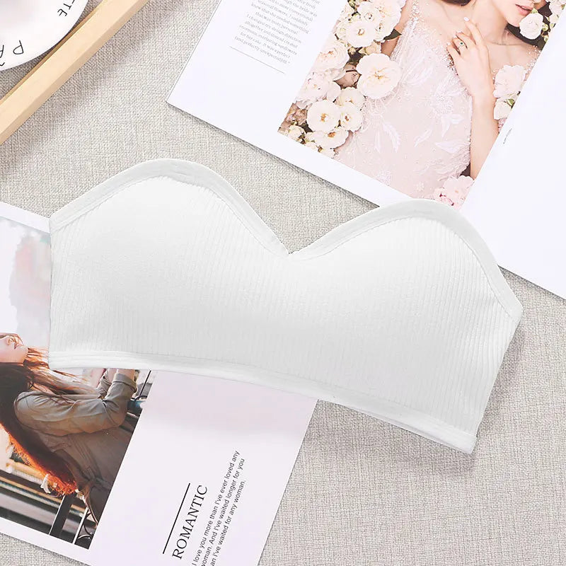 Strapless Women Tube Top Sexy Cropped Top Invisible Bra Women Seamless Underwear Sexy Lingerie Cotton Bandeau Top Removable Pads