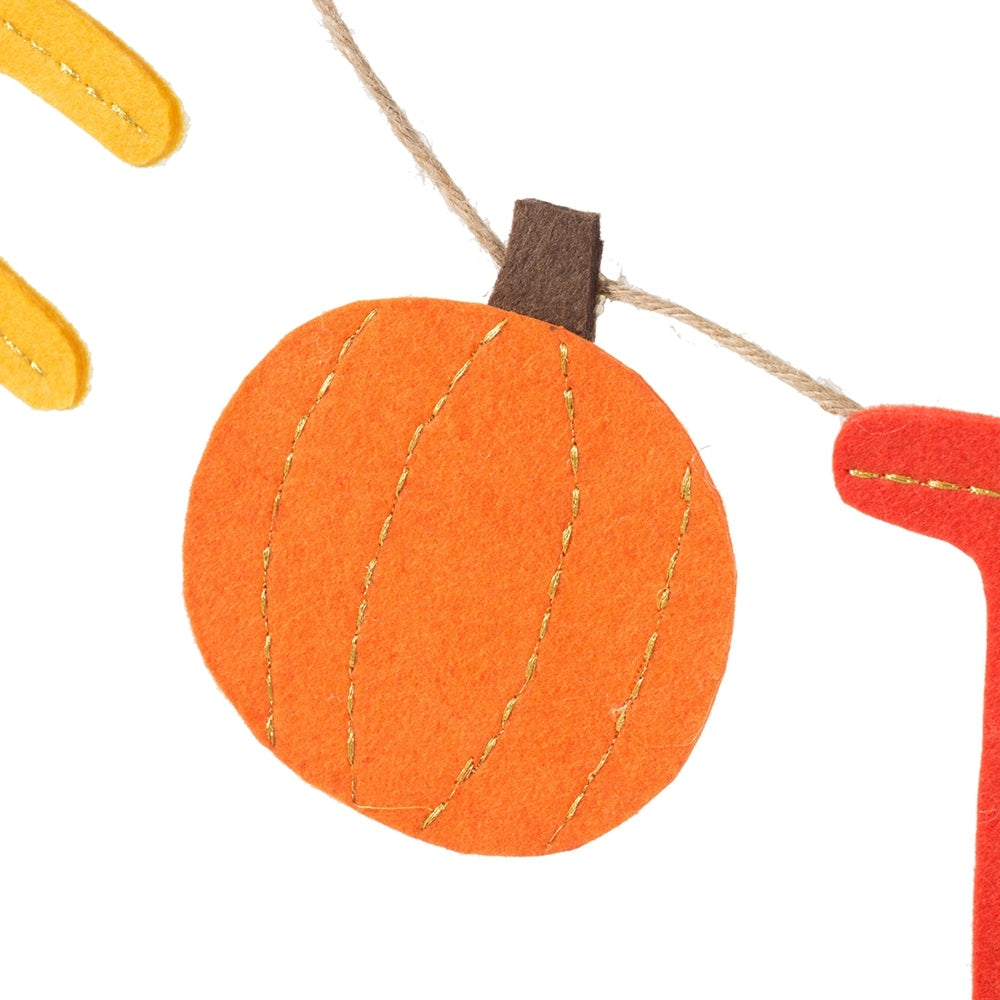 Set of 2 Give Thanks Thanksgiving Banners with Felt Pumpkin, 68 in