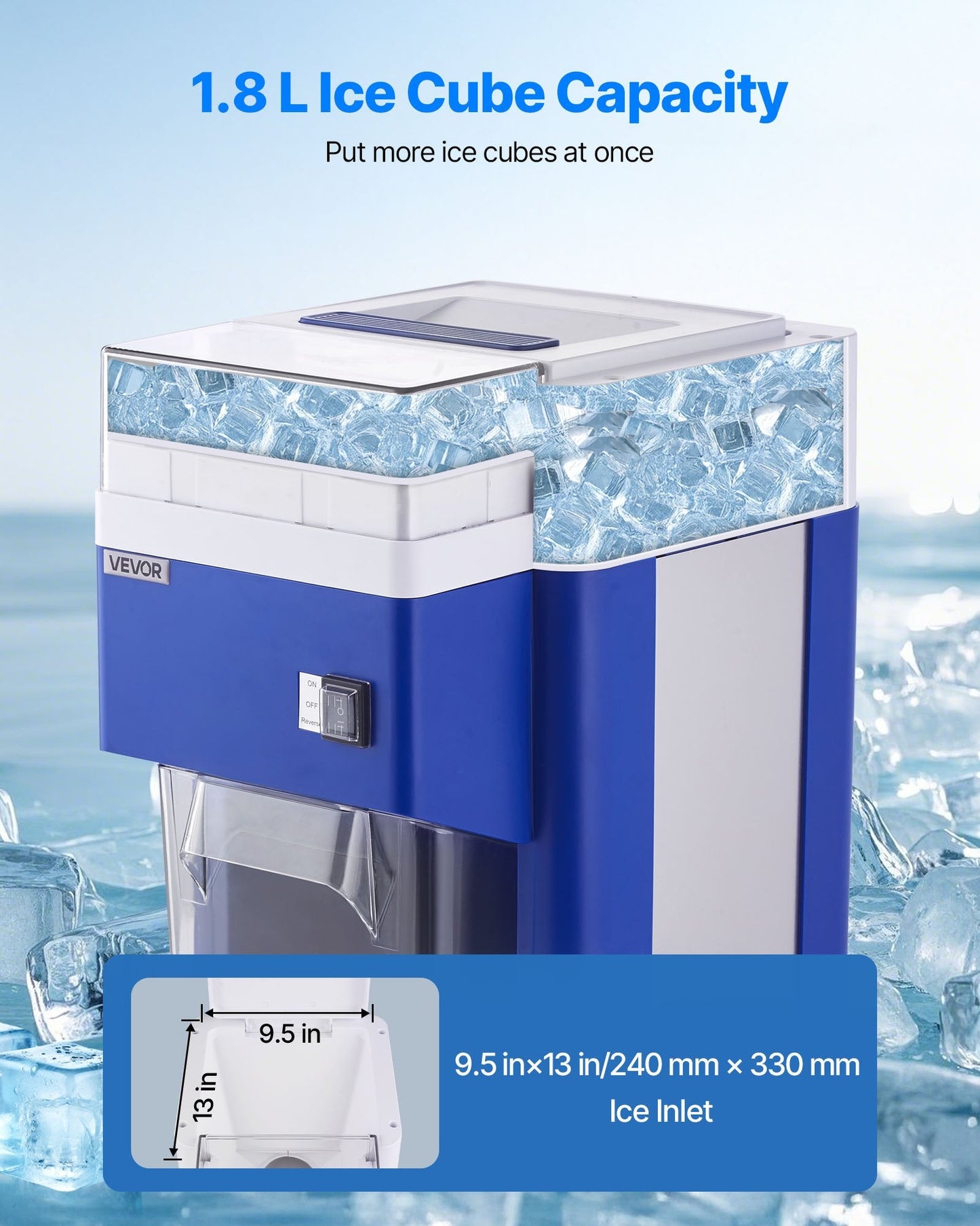 Commercial Ice Shaver Machine, 1.91QT /1.8L Large Electric Snow Cone