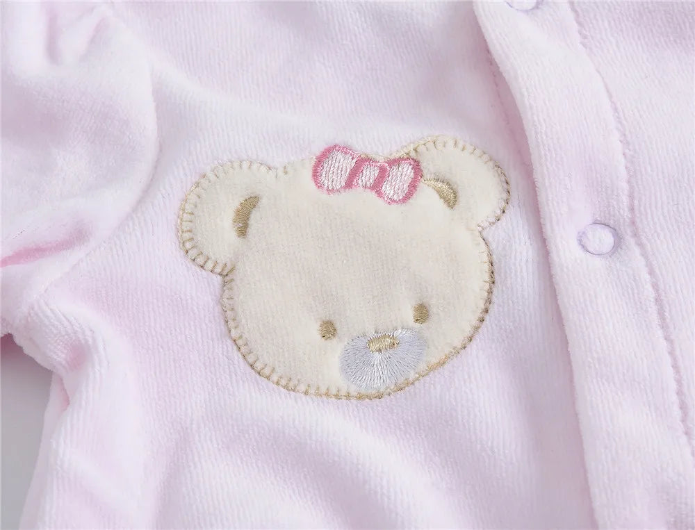 Kavkas Baby Girls Clothes Long Sleeve Cotton Winter Warm Romper Bear Solid Newborn Cute Baby Clothing Boy Girl Pajamas