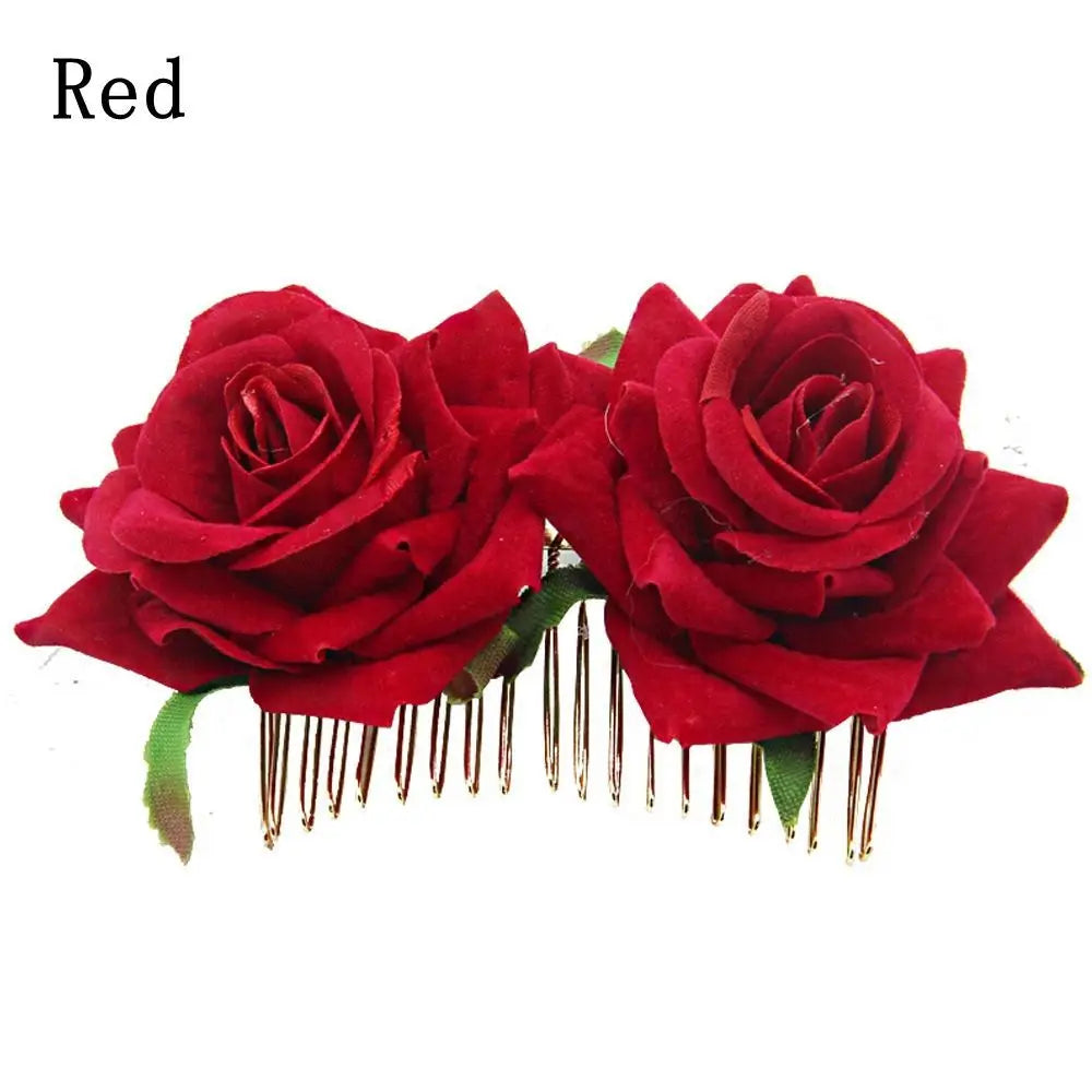Flower Hair Comb Elegant Bridal Crystal Hair Ornaments Rustic Wedding Floral Women Flower Leaf Hair Comb Brides Hair Accessories
