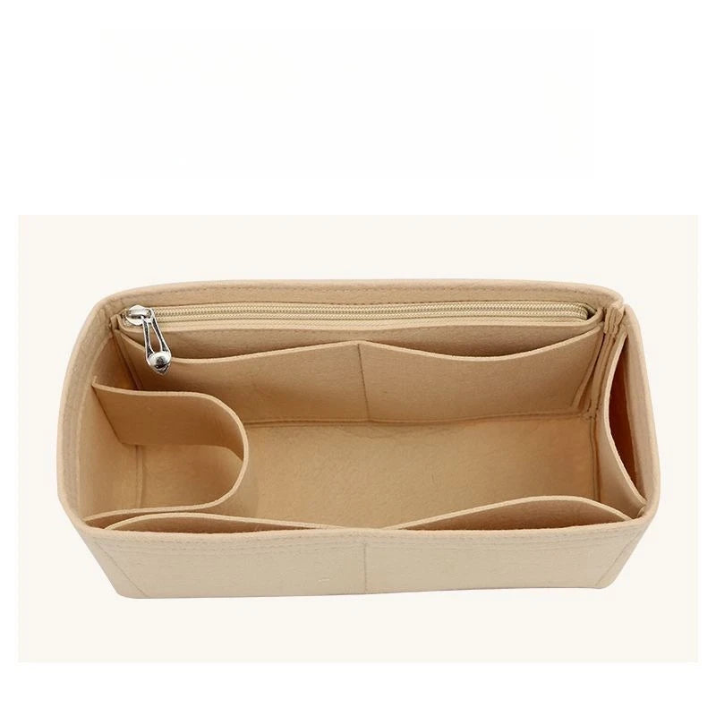 Handbag Organizer Insert Waterproof Felt Tote Liner With Zipper Cup Holder Laptop Sleeve Compatible With Gucci Ophidia GG Tote