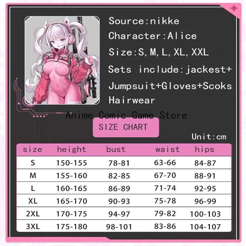 Alice Cosplay Costume Wig Game GODDESS OF VICTORY: NIKKE Cosplay Jumpsuit Cute Pink Wig Halloween Christmas Outfits for Women