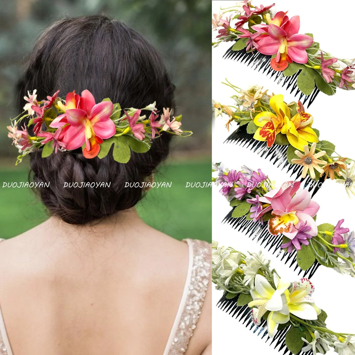 YHJ Beautiful Flowers Hair Pin Party Wedding Performance Bridesmaid Hair Combs Hair Clips for Women Girls