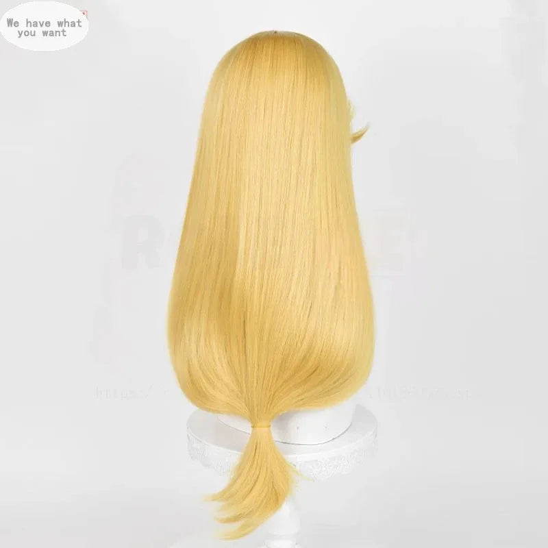 Applejack Cosplay Wig Women 65cm Long Golden Yellow Wig Cosplay Anime Cosplay Wigs Heat Resistant Synthetic Wigs