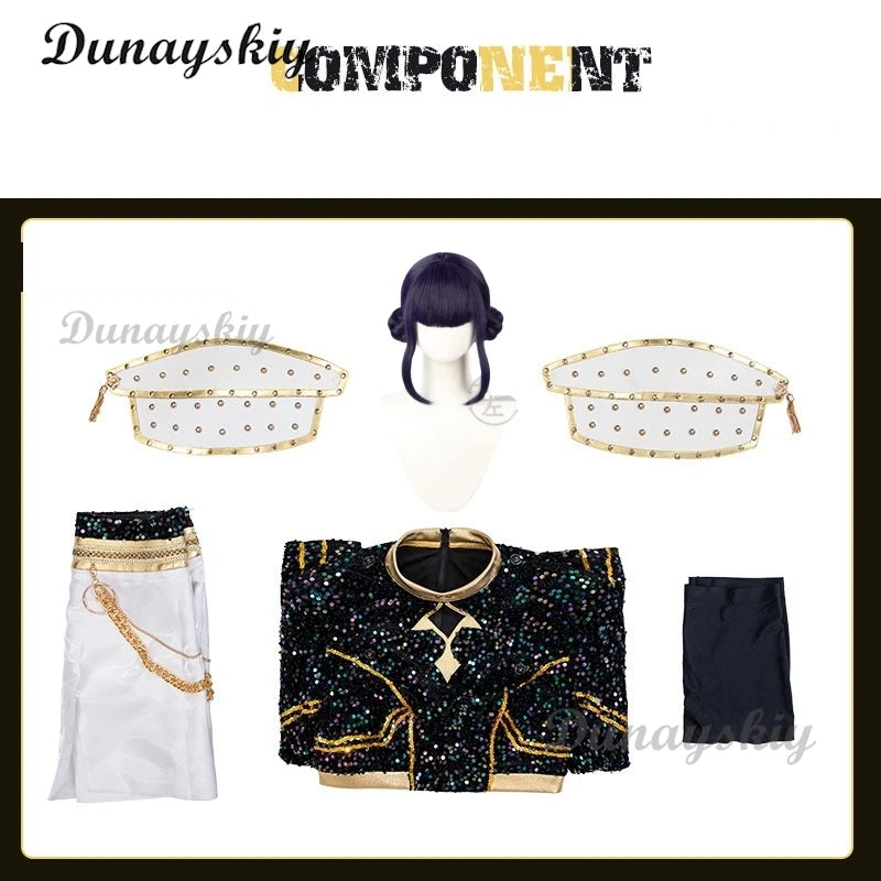 Zoey Cosplay Anime KPop Demon Hunters Costume Wig Coat Skirt Neckwear Tassels Props Huntrix Dress For Women Girls Huntrix Party